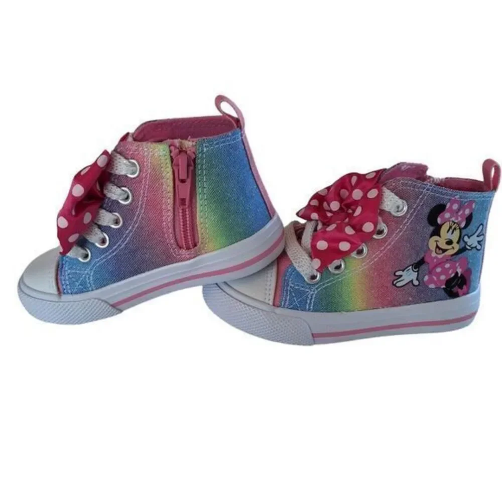 Disney Minnie High-top Sneakers For Girls in Light Canvas Size 7 (15cm) Col pink